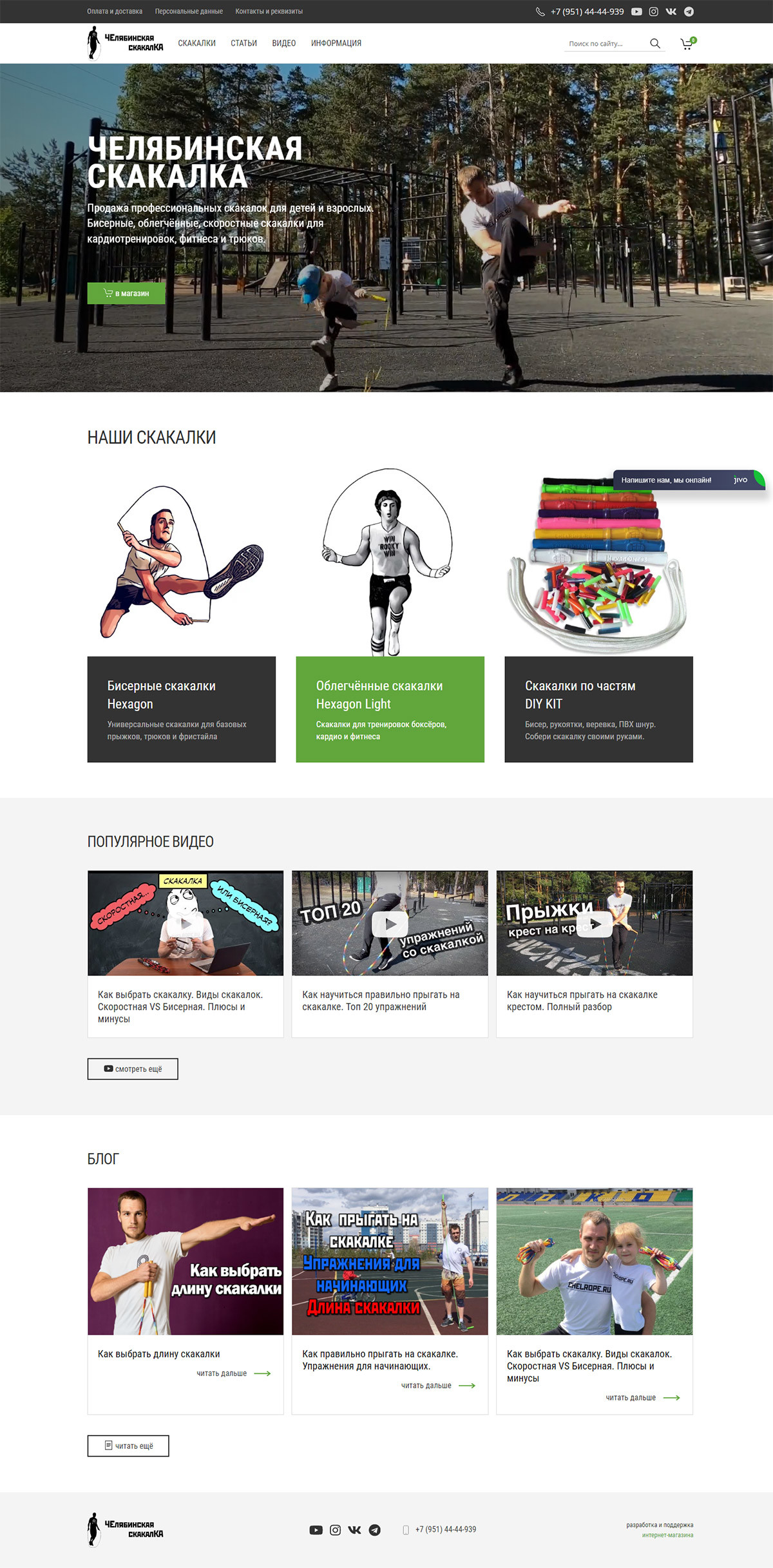 дизайн макет интернет-магазина скакалок