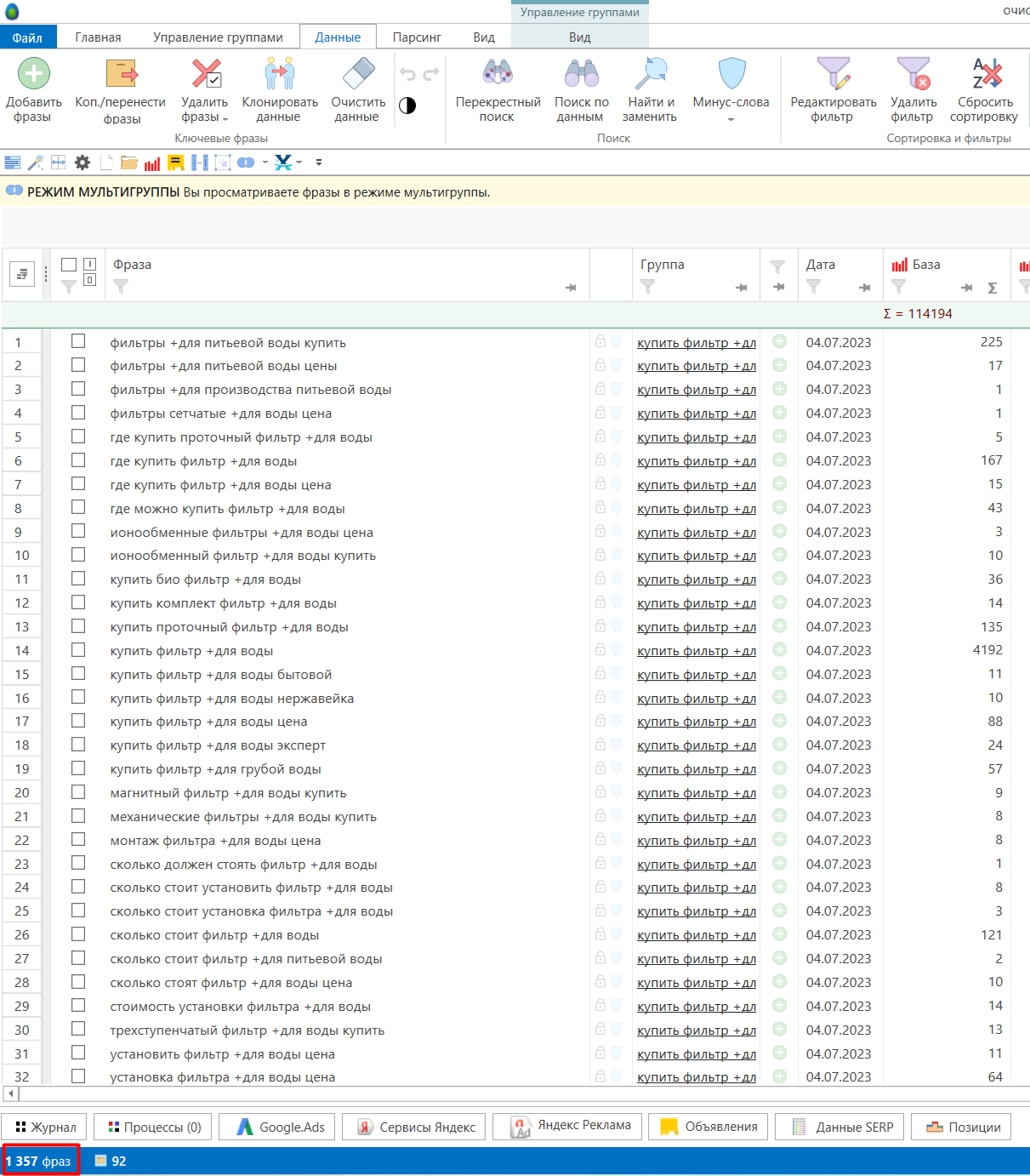 семантическое ядро после чистки